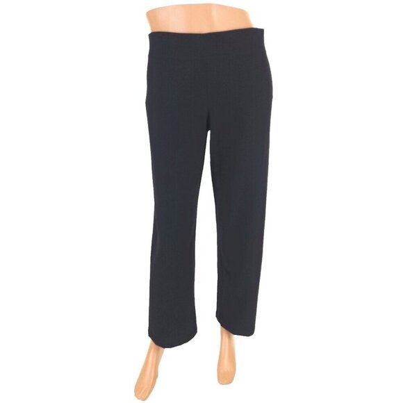 Eileen Fisher Washable Stretch Crepe Wide-Leg Pants Size S Womens Black - Picture 1 of 8